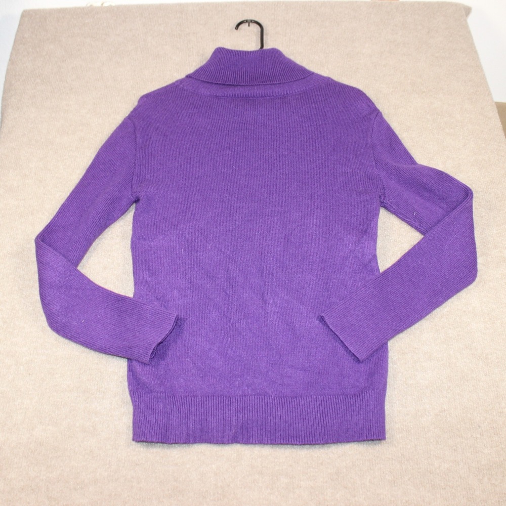 Violet Cable Knit Turtleneck Sweater Purple Viscose Blend F9K046 Medium